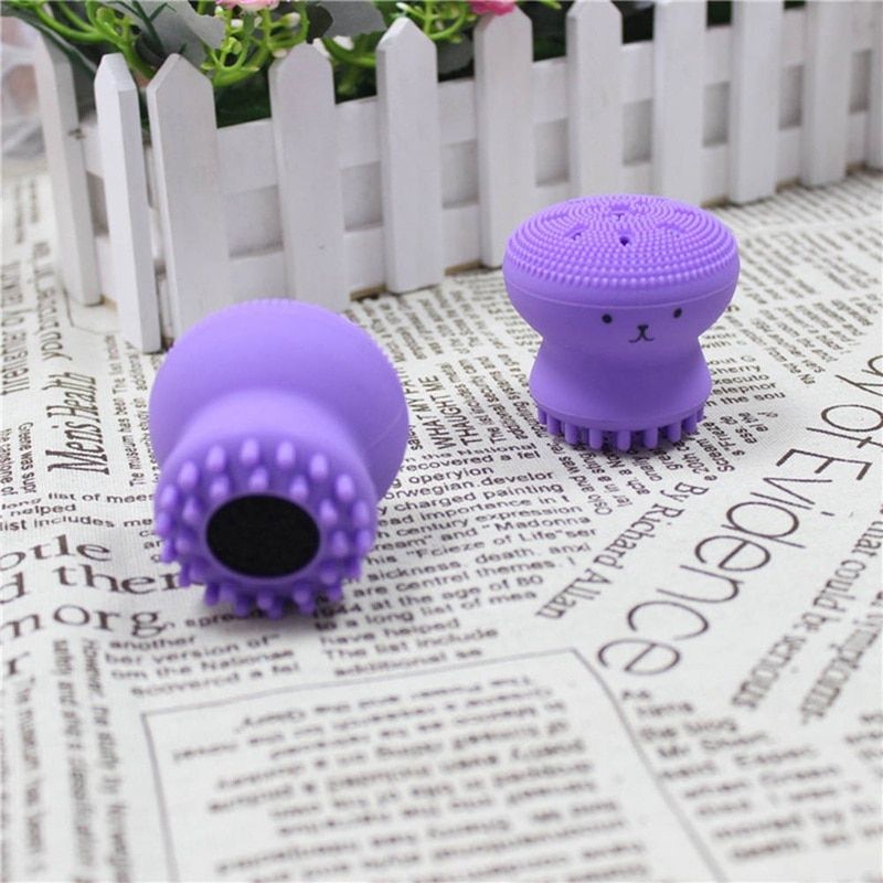 Face Cleaning Brush Beauty Tool Cute Octopus Jellyfish Facial Cleansing Brush Facial Puff Mage Exfoliating SKin Wash Tool