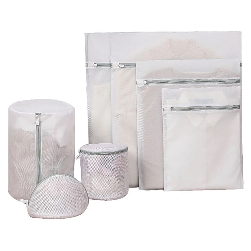 JAERBEE 6Pcs Zipper Mesh Laundry Wash Bags Travel Portable Clothes Organizer Underwear Bra Washing Pouch Foldable Net Dirty Bag