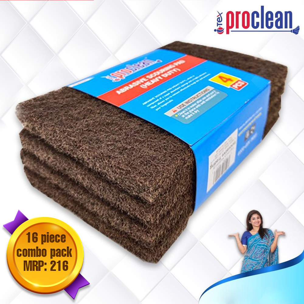 Abrasive Scouring Pad_ASP-0223-16 (Brown)_16 PCS PACK