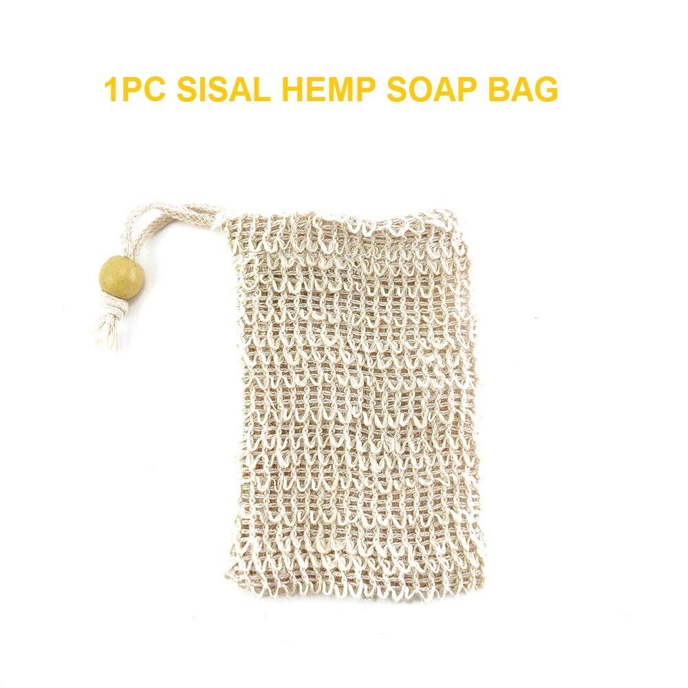 5pcs Sisal Hemp Soap Bag Blister Foam Maker Double-layer Mesh Soap Net Foaming Easy Bubble Linen Mesh Bag Bathroom Cleaning Tool