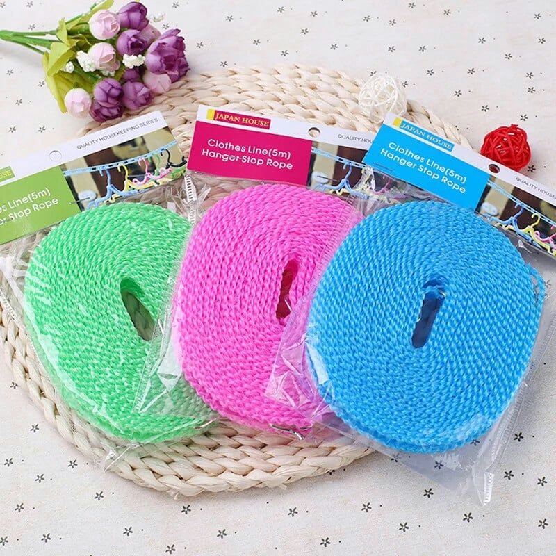 5M Outdoor Windproof Clothesline Travel Retractable Rope Washing Line, Outdoor Camping Drying Clothes Hanger Rack Line - Hanger