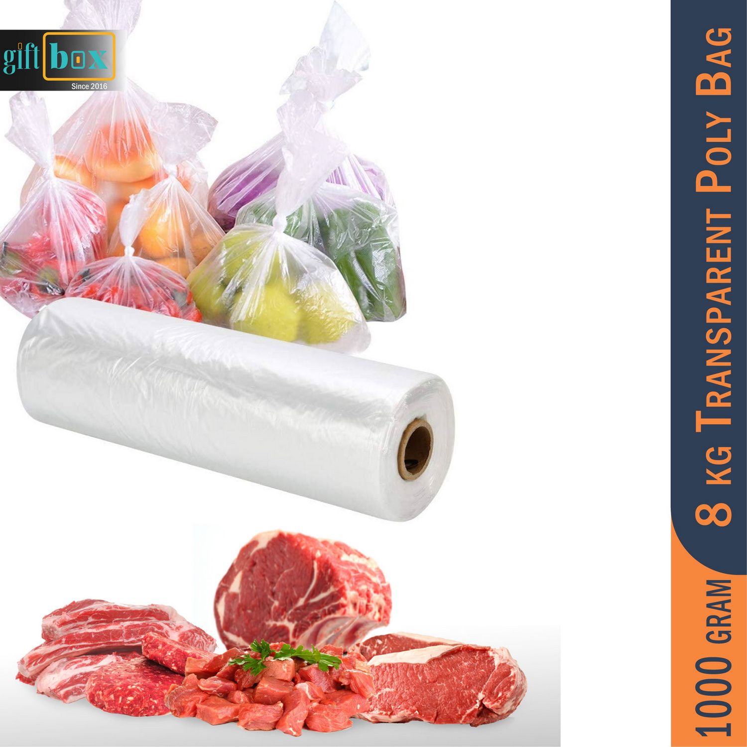 1000 Gram 18 x 24 inch 8 kg Regular Use Transparent OPP Carry Bag Clear Poly Bag