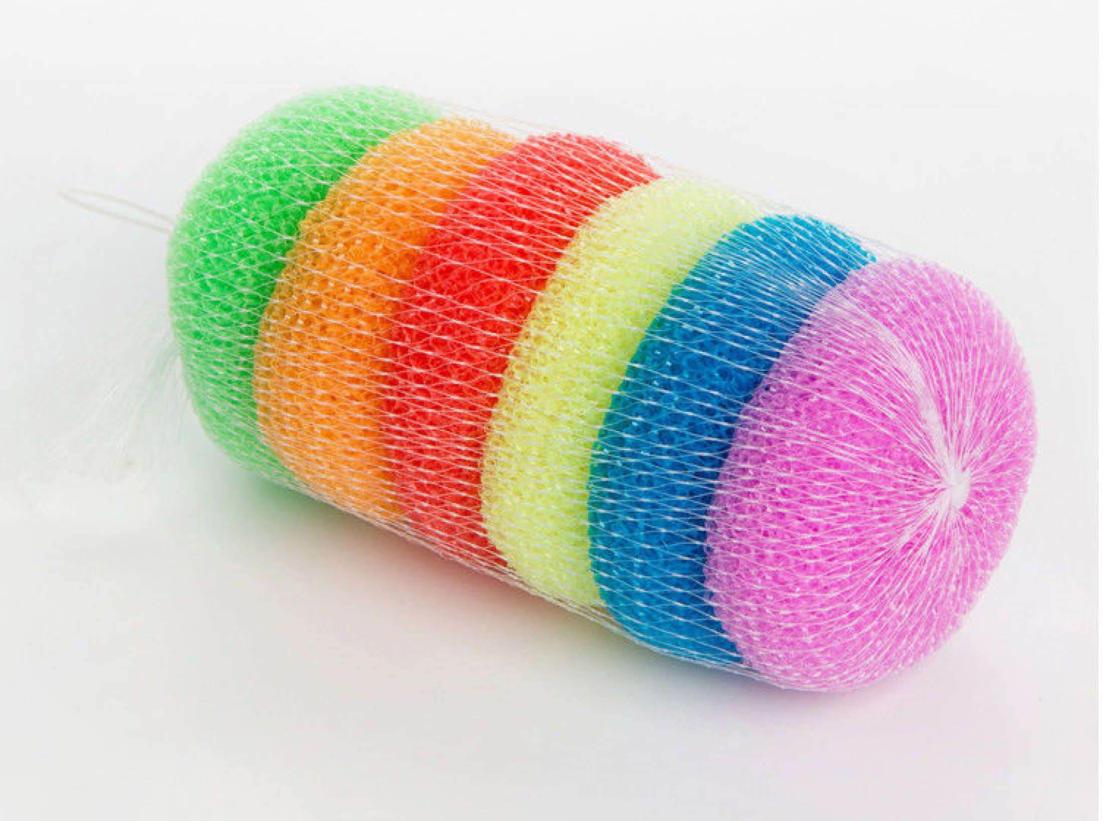 Round Shape Light Weight Plastic Mesh Scourer 6pcs