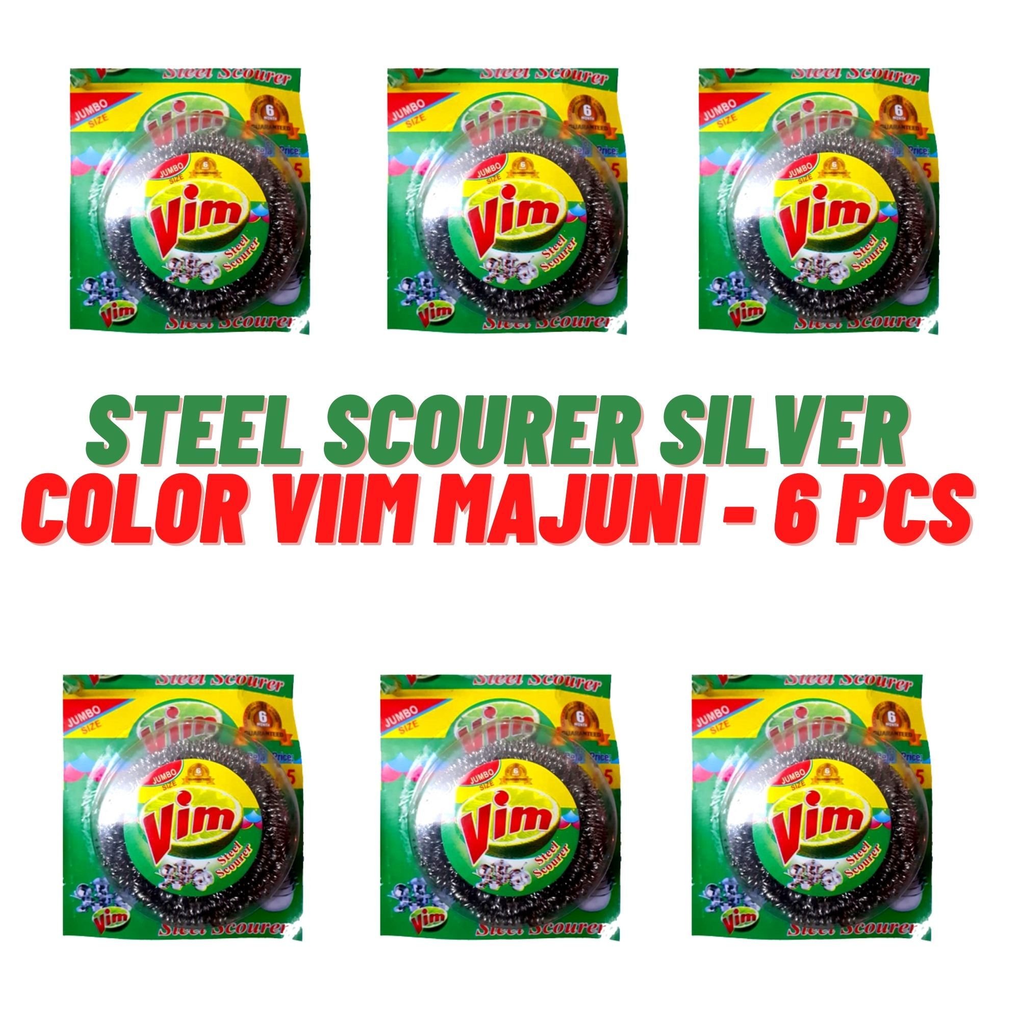 STEEL SCOURER Silver Color VIIM MAJUNI - 6 Pcs