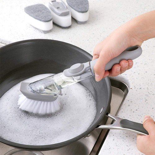 Free With 2 Scrubber - Automatically decontamination Kitchen Cleaning Brush for Home use/pan Cleaning Brush/Kitchen Slab Cleaning Brush with Long Handle(1 pcs)