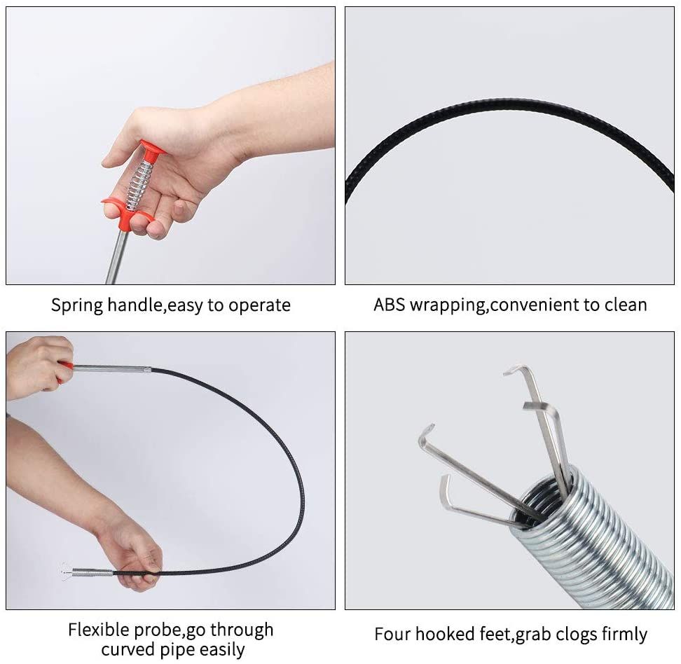 1 PCS Bendable Sink Cleaning Hook Sewer Dredging Tool Kitchen Spring Pipe Hair Remover -150CM
