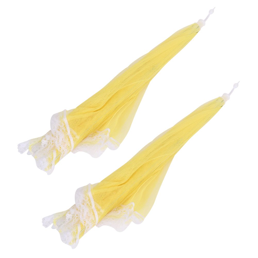 2Pcs Mesh Food Cover Tent Washable Folding Umbrella Kitchen Tool Yellow