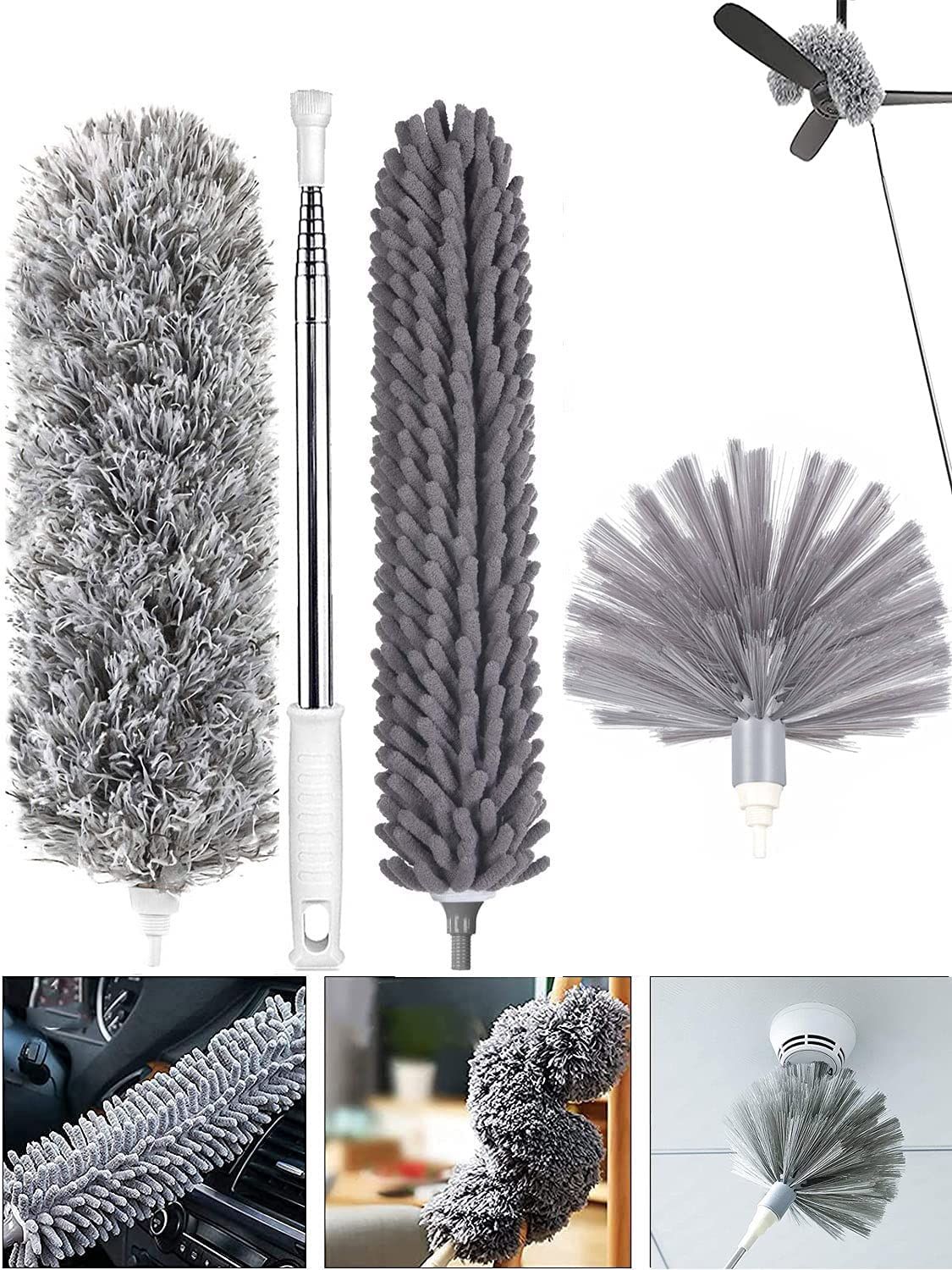 Microfiber Duster Anti Static Feather Duster Flexible Chenille Cleaning Brush
