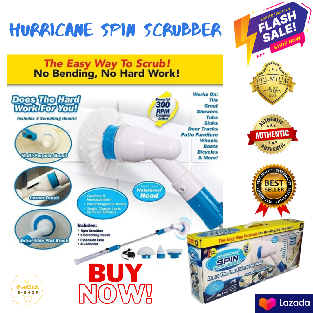 All In 1 Hurricane Spine Scrubber,Rechargeable Multifunction Cordless Hurricane Spin Scrubber Cleaning Brush (1 Pack)