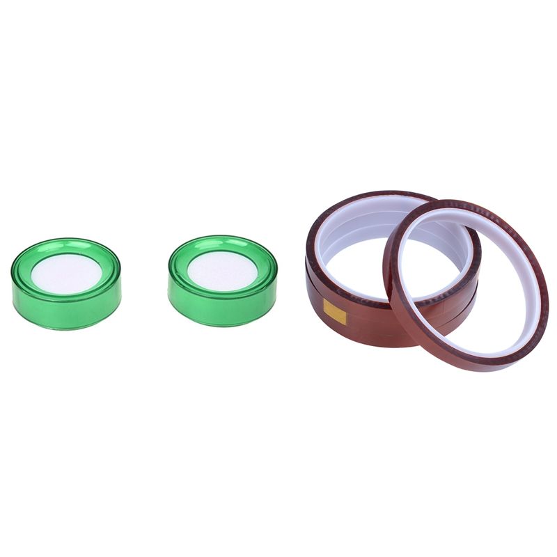 2 Pcs Green Plastic 7Cm Dia Sponge Finger Wet Money Cashier & 4 Rolls Heat Resistant Tape for 3D Sublimation Heat Press 10Mm Thermal Tape