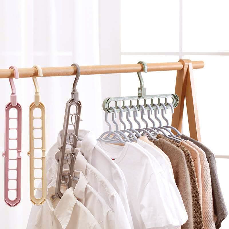 Rotating Magic Hanger / Multi-Function Folding Magic Cloth Hanger/ 9 Holes Hanger