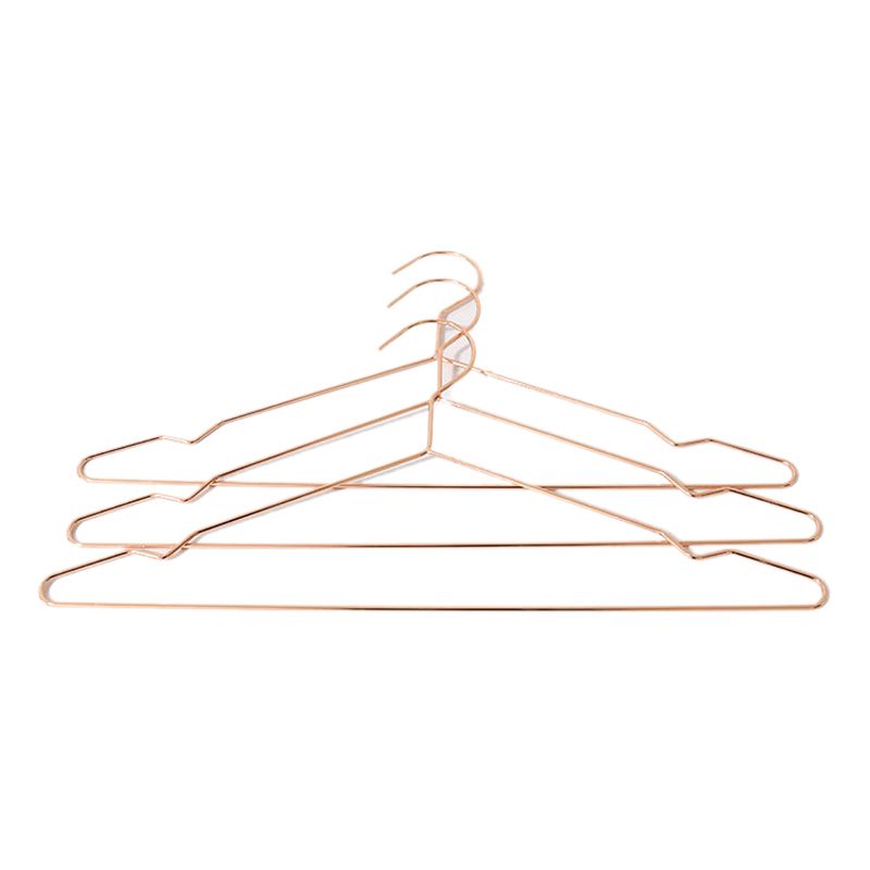 Metal Strong Clothes Coat Dress Hangers Pack of 10 Chromium-Plated Non-Slip Space Saving, Rose Gold 42 cm