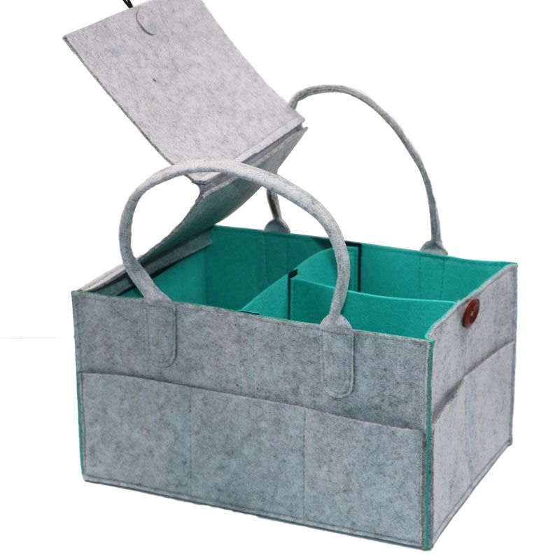 Foldable Felt Baby Diaper Caddy Organiser Removable Lid Storage Bag Kid Toys Portable Bag Box for Car Travel Changing Table Organizer
