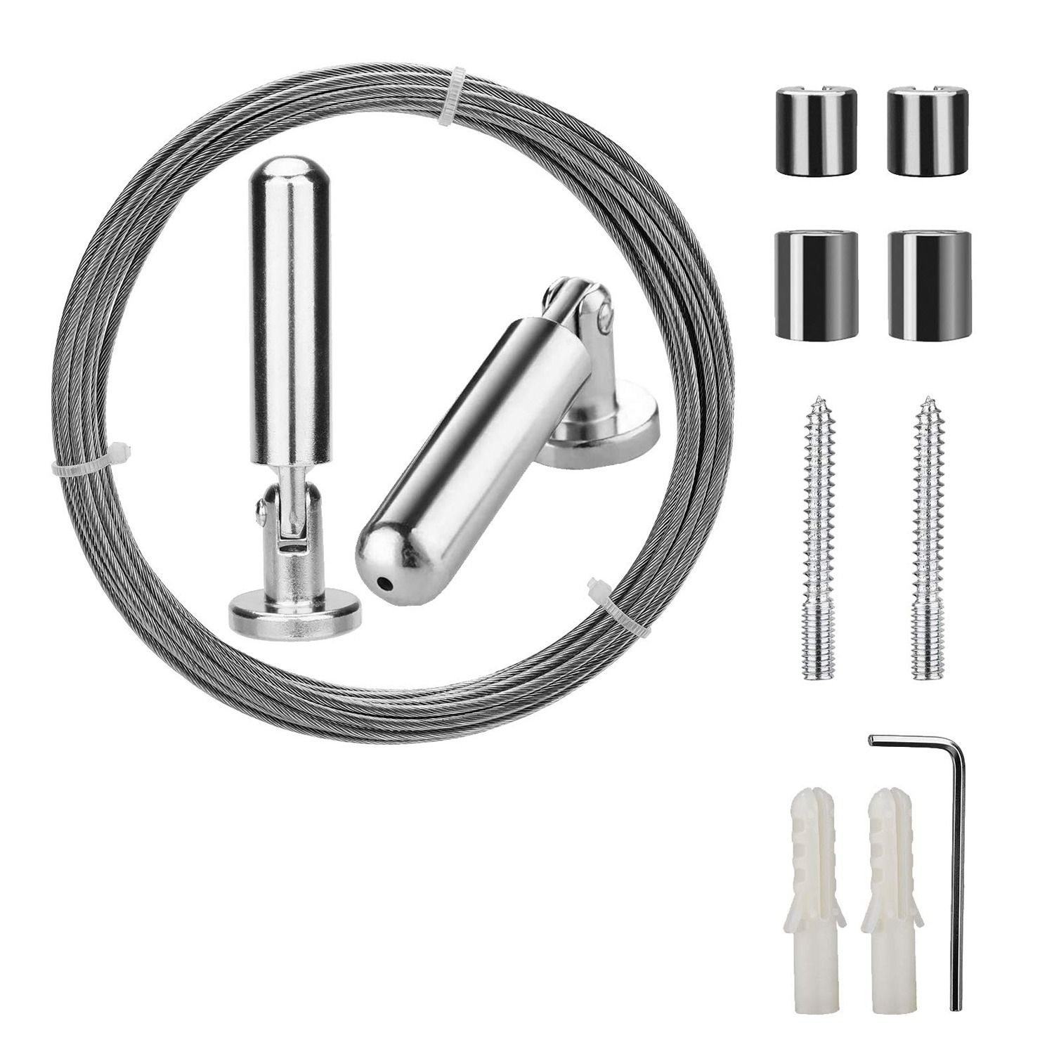 Individual Wall Mount Curtain Wire Rod Set for Art Display - Stainless Steel Photo Hanging Wire Clothesline Wire Window Curtain Tension Wire Multi-Purpose Crafts (5 Meter)