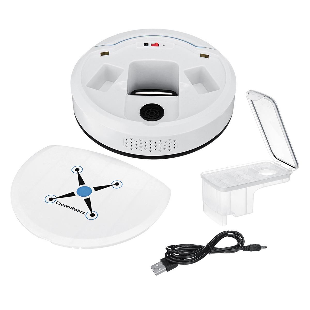 Automatic Smart Robot Vacuum Floor Cleaner USB Laundry Rechargeable Sweeping Machine Black/White - White