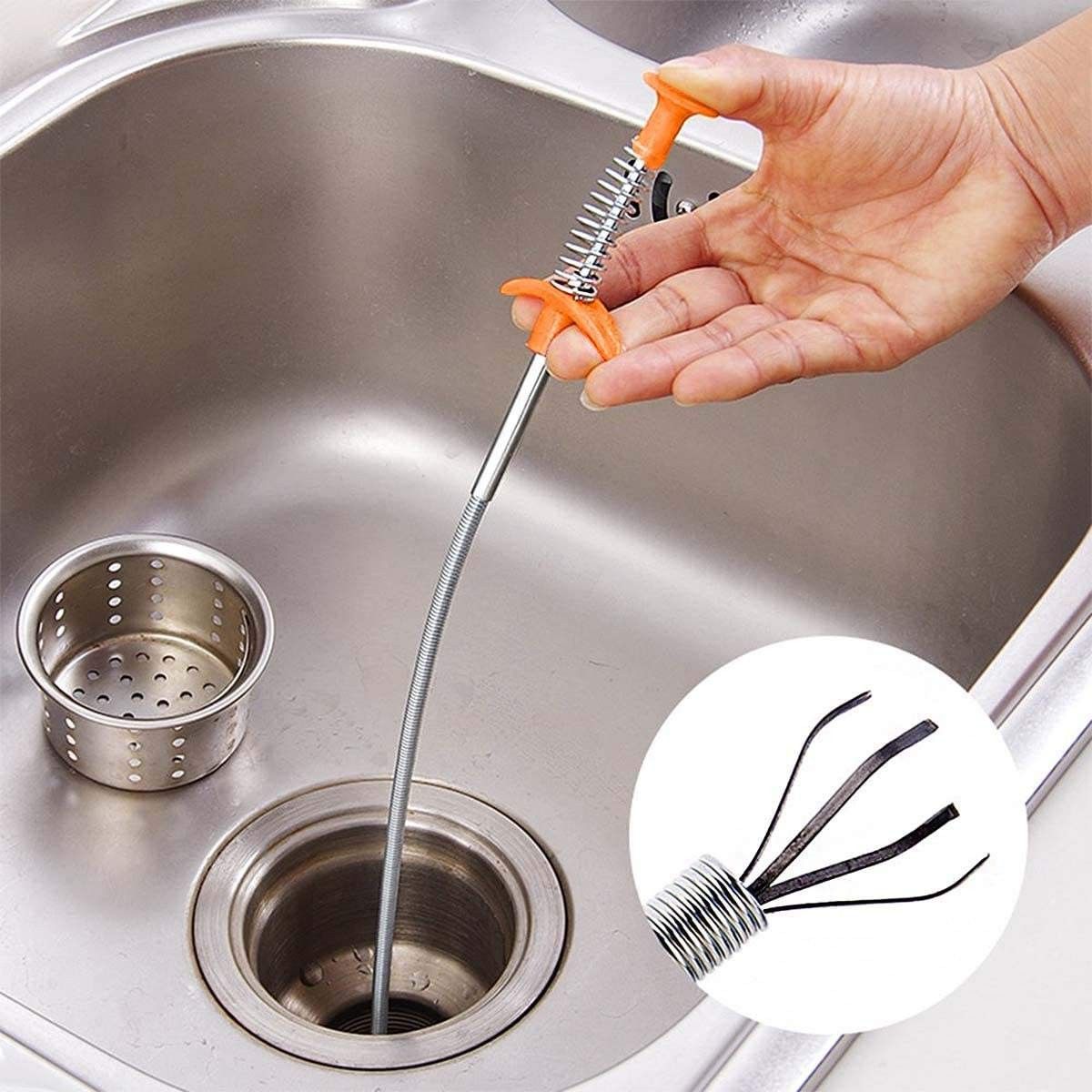 Drain Opener Snake Drain Cleaner Sticks Clog Remover Cleaning Tool, Spring Pipe Dredging Tools 1 Pcs