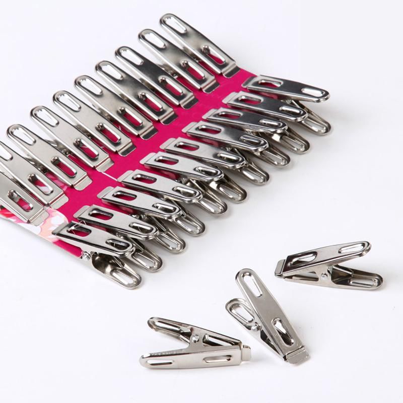 20Pcs Stainless Steel Metal Clothes Pegs Hanging Pins Clips Laundry Waterproof Clamps Underwear Sock Drying Rack-kazi trade