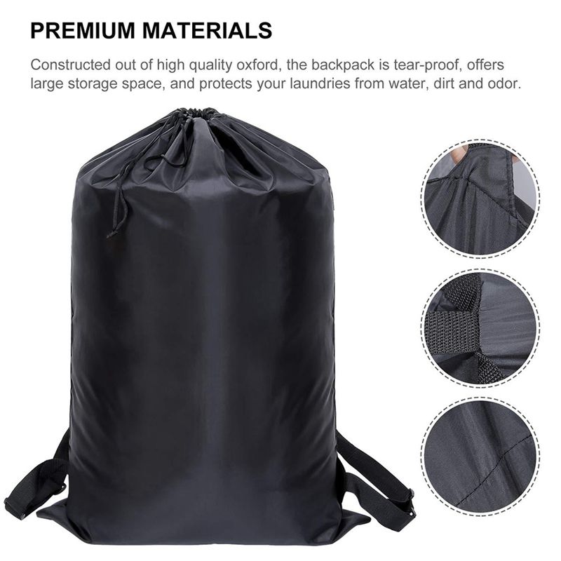 Large Laundry Bag Polyester Washing Backpack Clothes Storage Bag with 2 Adjustable Shoulder Straps for School Camping