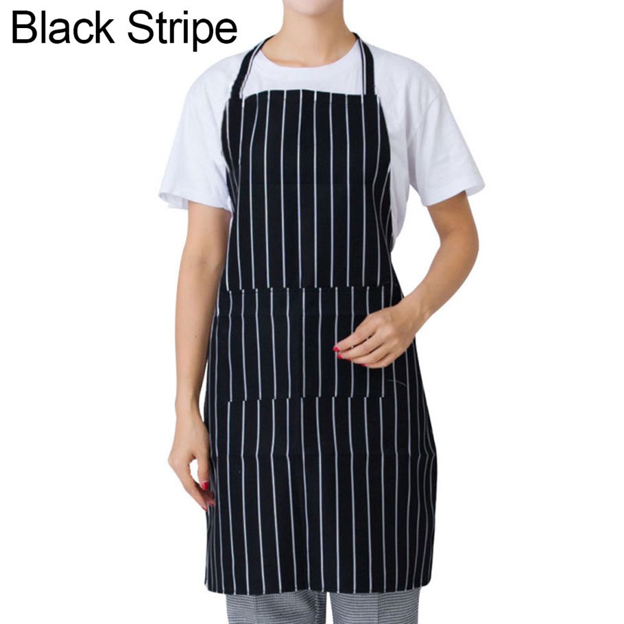 Striped Plaid Long Man Women Waist Apron with Pocket Catering Chef Waiter Bar
