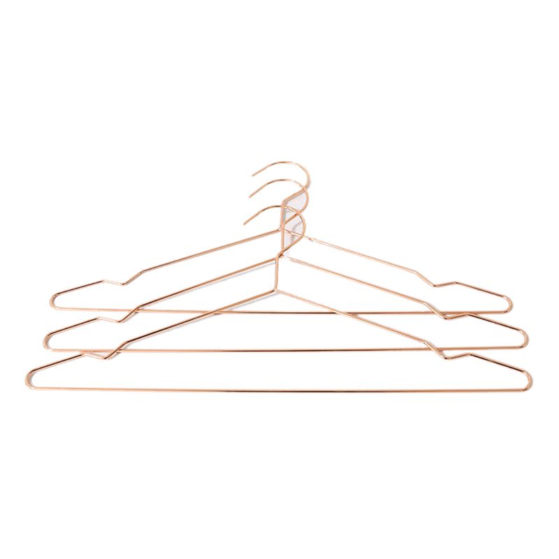 Metal Strong Clothes Coat Dress Hangers Pack of 10 Chromium-Plated Non-Slip Space Saving, Rose Gold 42 cm