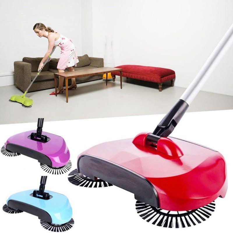 Auto Spin Hand Push Sweeper Floor Dust Collector Mop Broom Dust Bin 360 Rotary Cleaning Tool