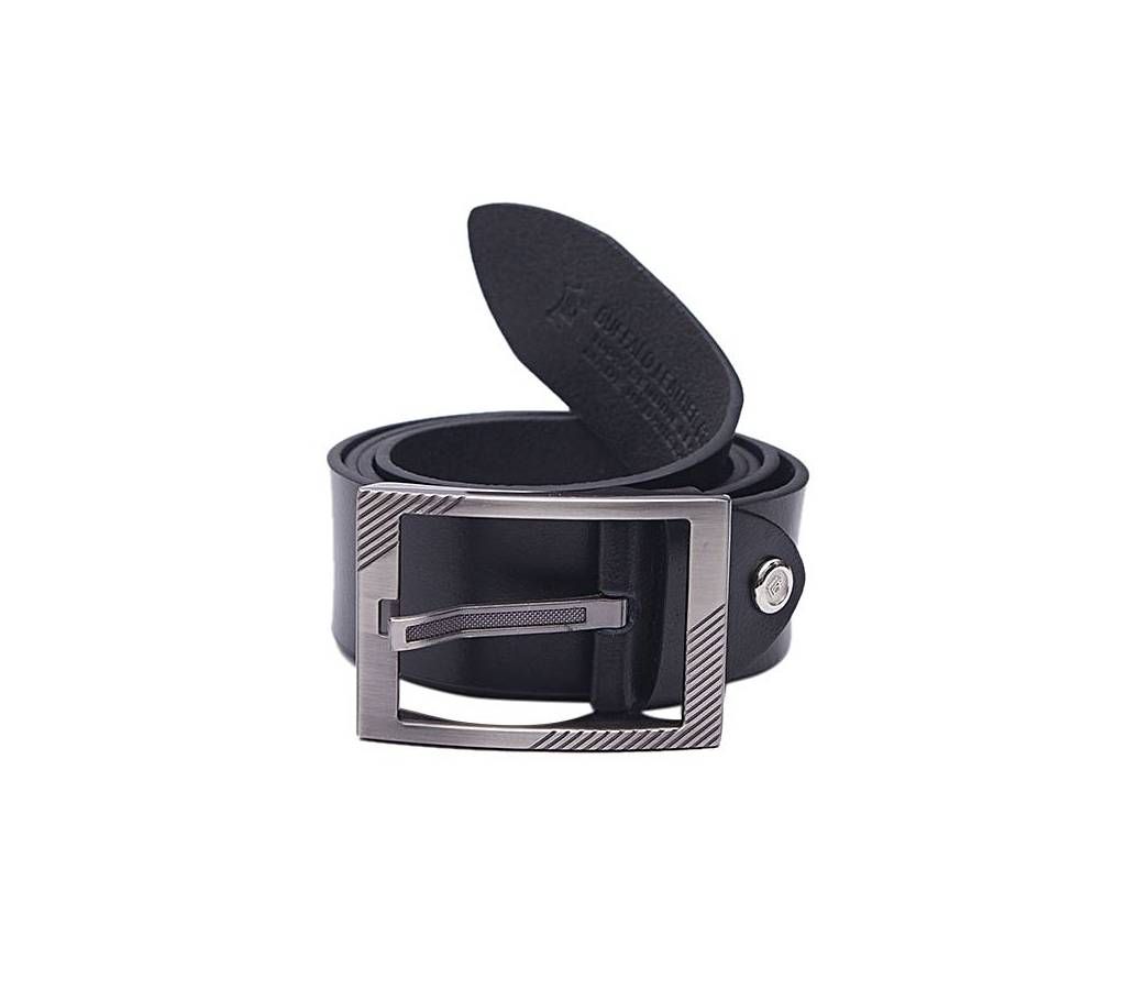 Black Leather Casual Belt for Men 
