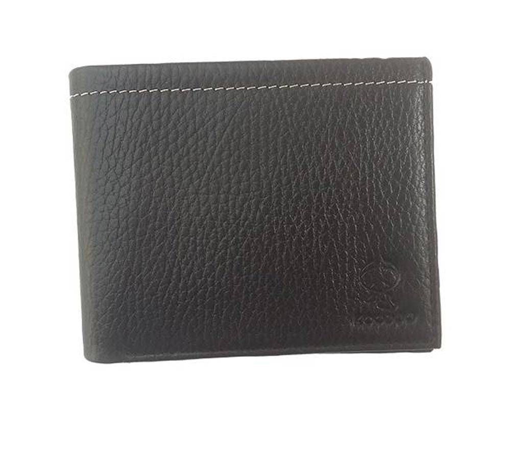 Black Leather Wallet for Men with Button Coin Pocket, Card Holders, ID Window