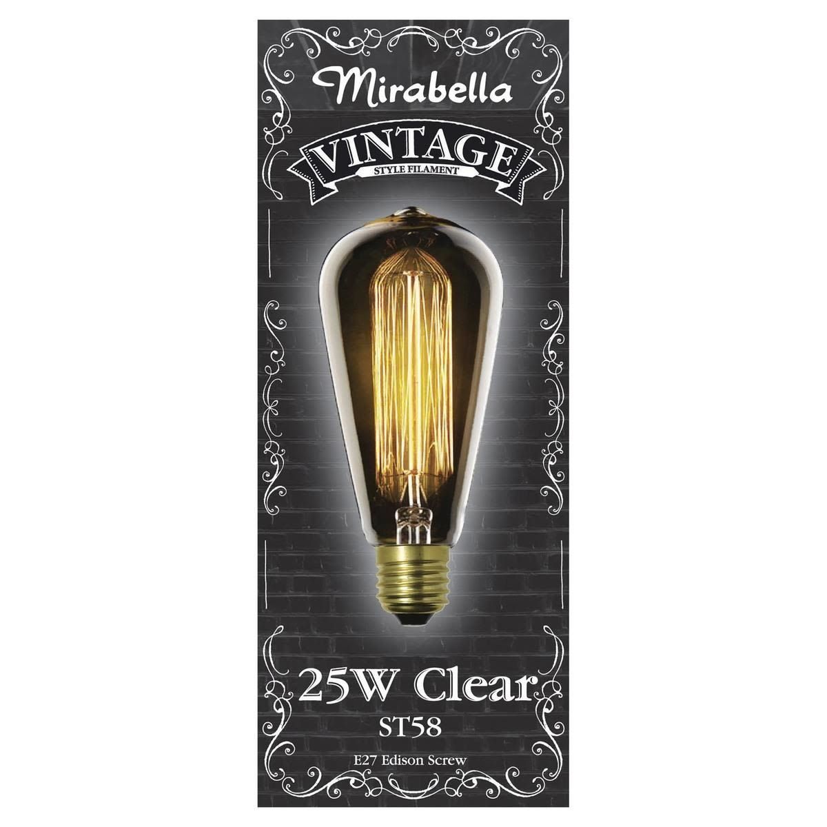 Mirabella E27 ST58 25W Vintage Style Filament Bulb