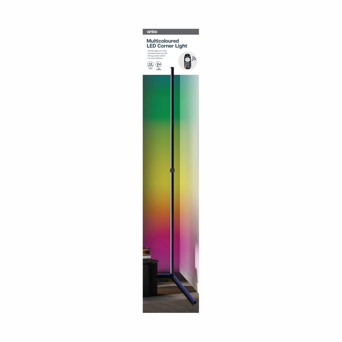 USB Powered RGB Pixel Corner LED Light with Remote Control