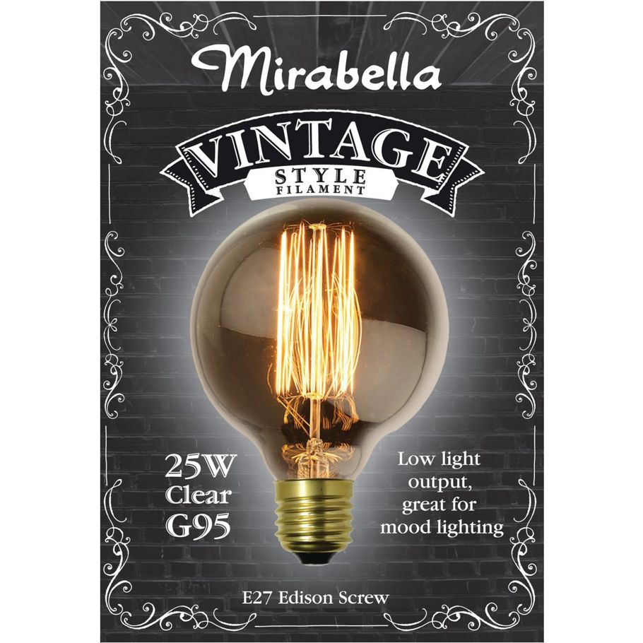 Mirabella E27 G95 25W Vintage Style Filament Bulb