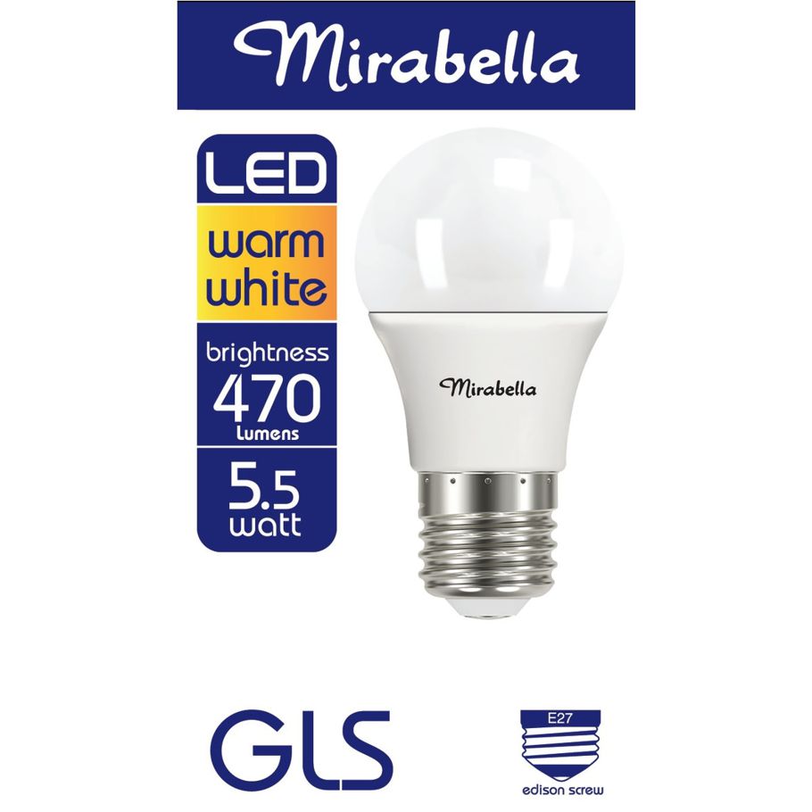 Mirabella E27 5.5W LED Warm White GLS Bulb