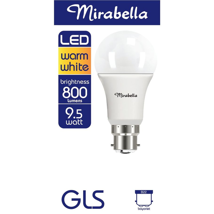 Mirabella B22 9.5W LED Warm White GLS Bulb