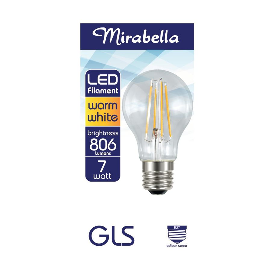 Mirabella E27 7W LED GLS Filament Bulb