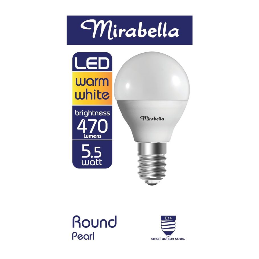 Mirabella E14 5.5W LED Warm White Round Bulb