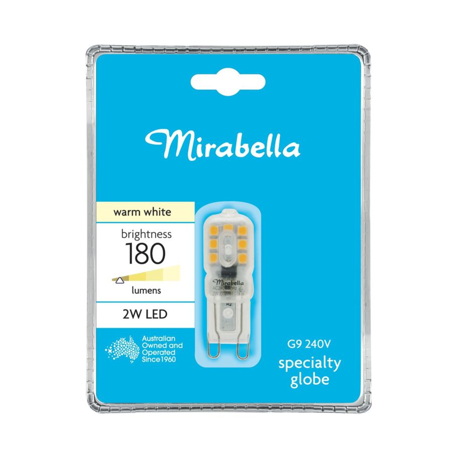 Mirabella LED Warm White G9 240V 2W Specialty Globe