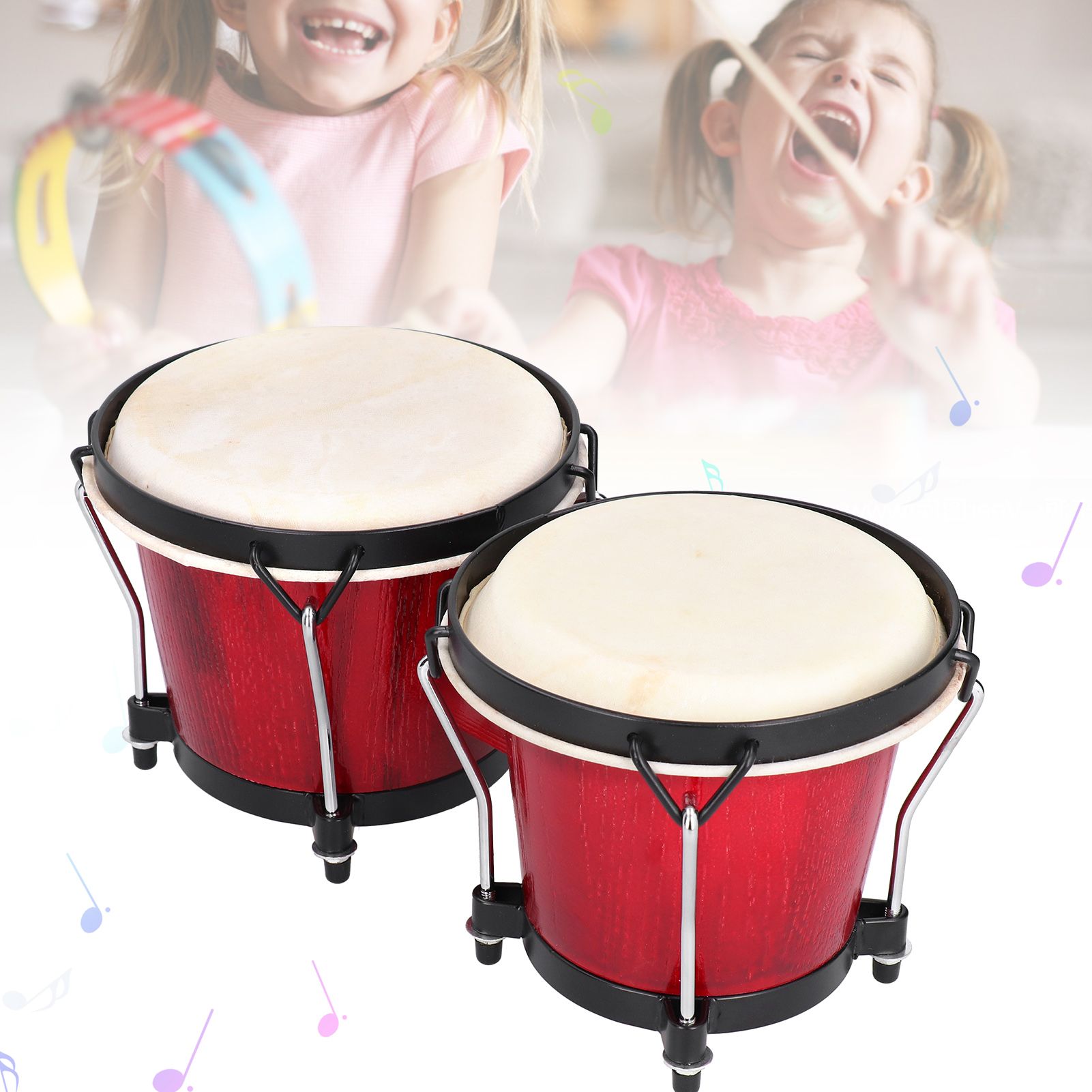 Musical Instruments Wooden African Bongos Drum Djembe Percussion Early Learning Rhythm Toys for Children