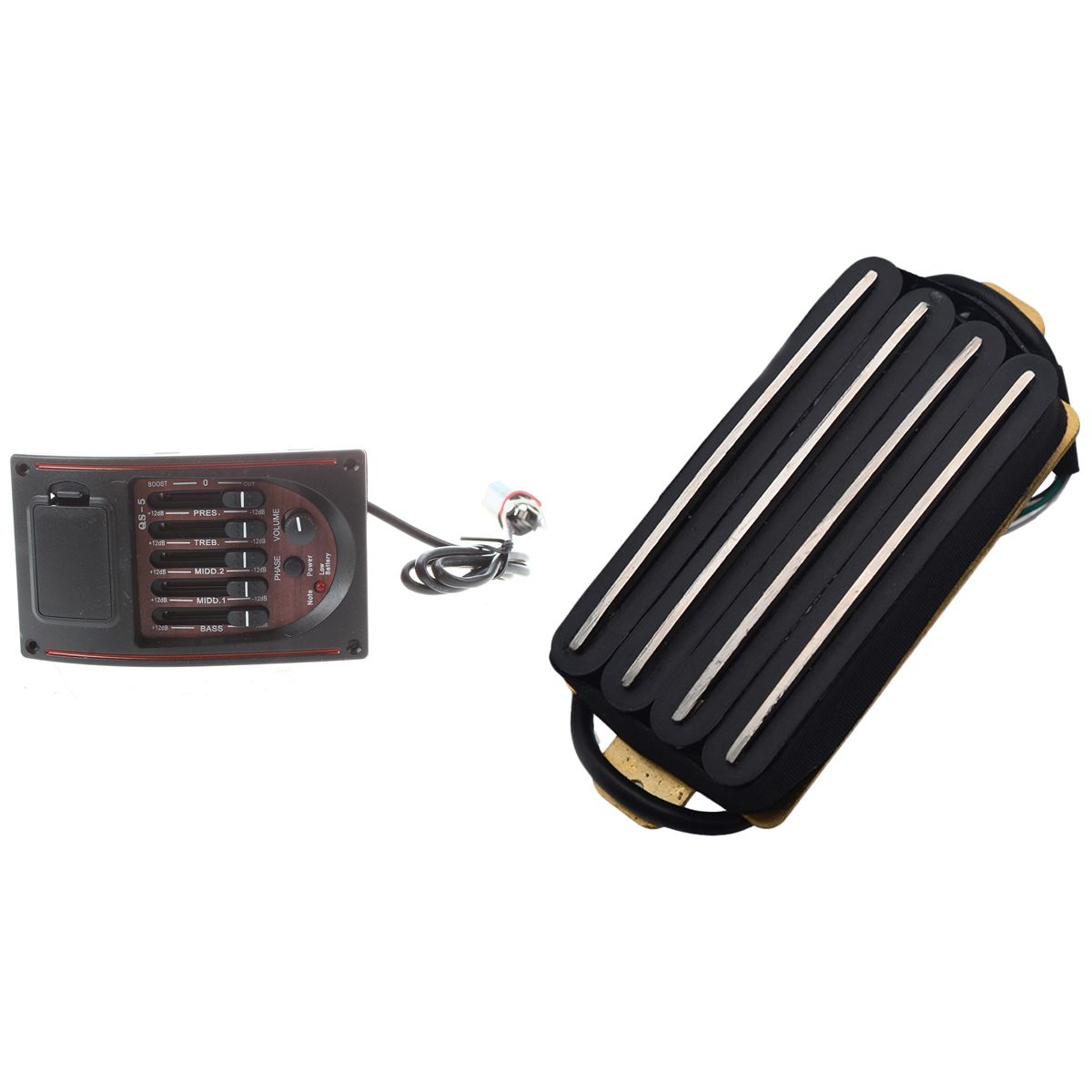 Acoustic Guitar Pre-Wired Preamp 5 Band EQ Tuner Piezo Pickup with Guitar  Output Four Coil Humbucker Pickup