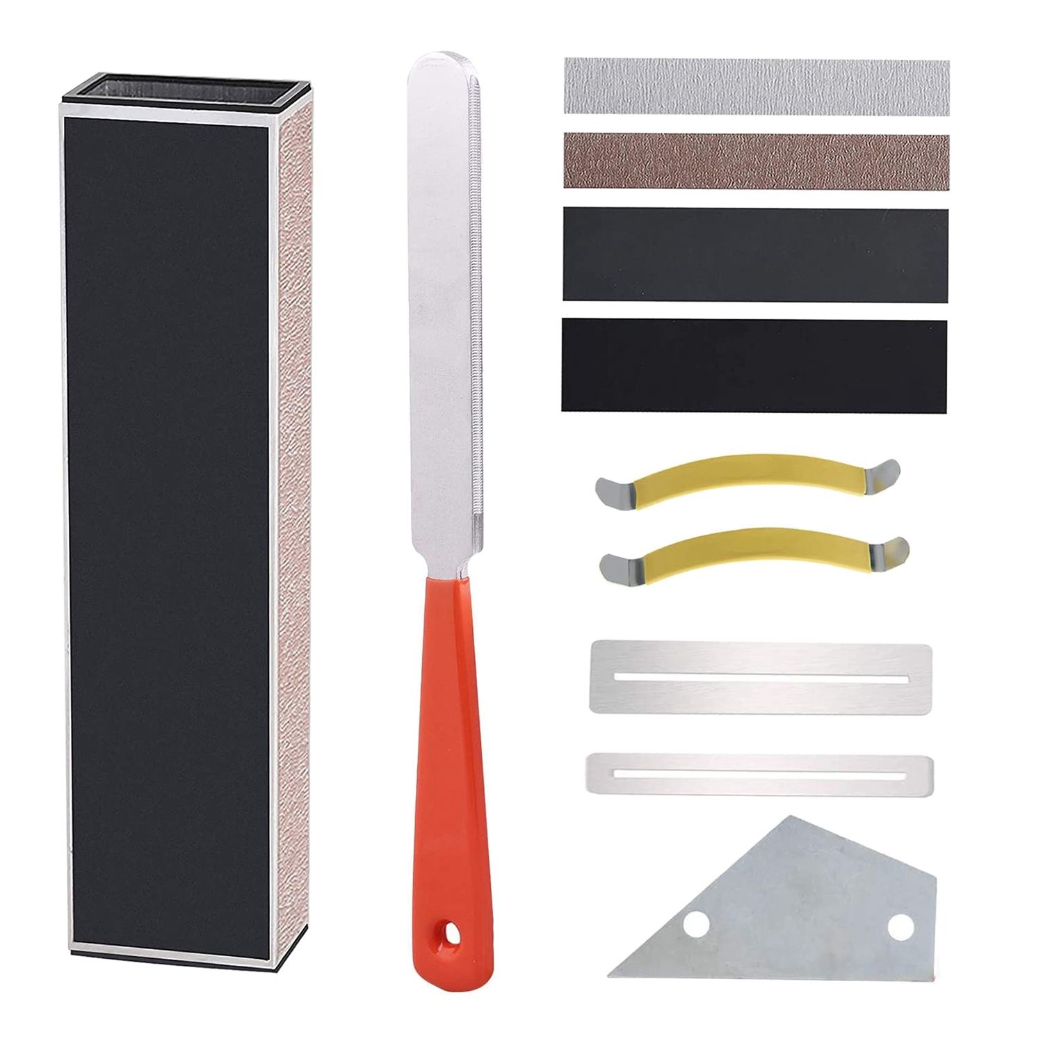 Guitar Fingerboard Luthier Tool,Guitar Fret Crowning File, Fret Leveling Beam Sanding Leveler Beam and String Spreaders