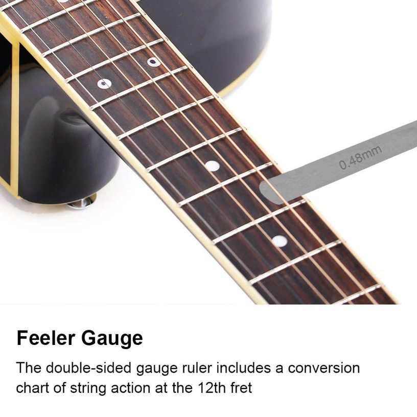 Guitar Luthier Tool Set String Action Gauge Ruler+32 Piece Feeler Gauges+Fingerboard Fret Protector Guards