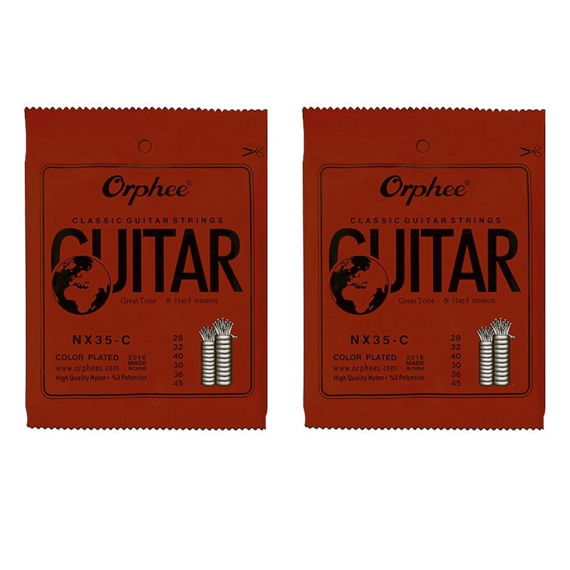 Orphee 12Pcs/Set NX35-C Full Set Black Nylon Classical Guitar Strings Hard Tension 0.028 - 0.045 Inch