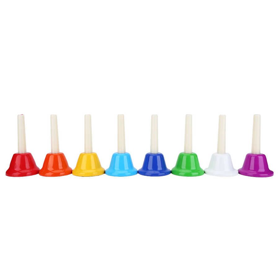 8- Colorful Metal Hand Bell Handbells Set Musical Instrument Toy for Kids Children