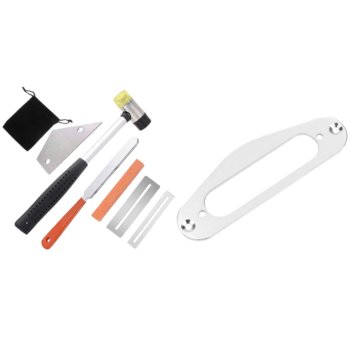 2 Pcs Guitar Pickup Frame Mounting Ring Single C Metal Flat Humbucker Pickup Ring with Guitar Luthier Tool Kit