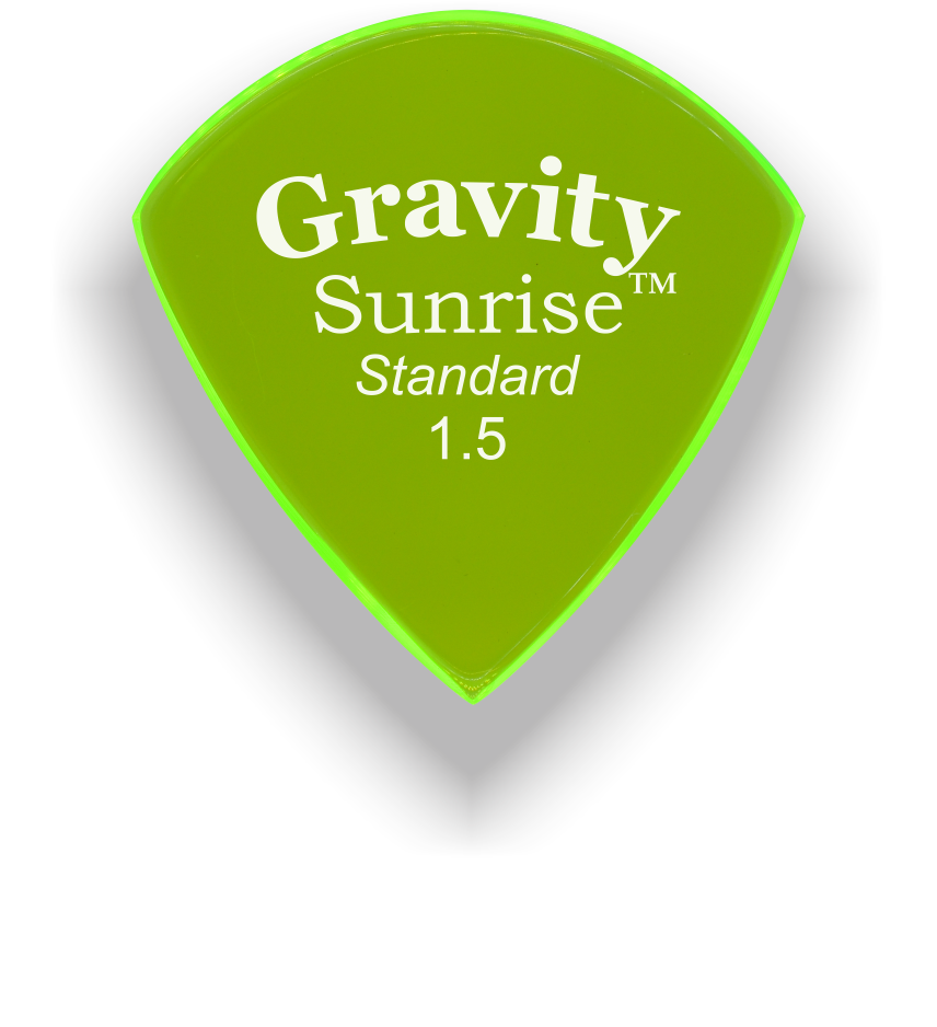 Gravity Picks Sunrise - Standard Size, 1.5mm, Polished Handcrafted Acrylic Guitar/Bass Pick with an 80-degree Bevel- GSUS15P