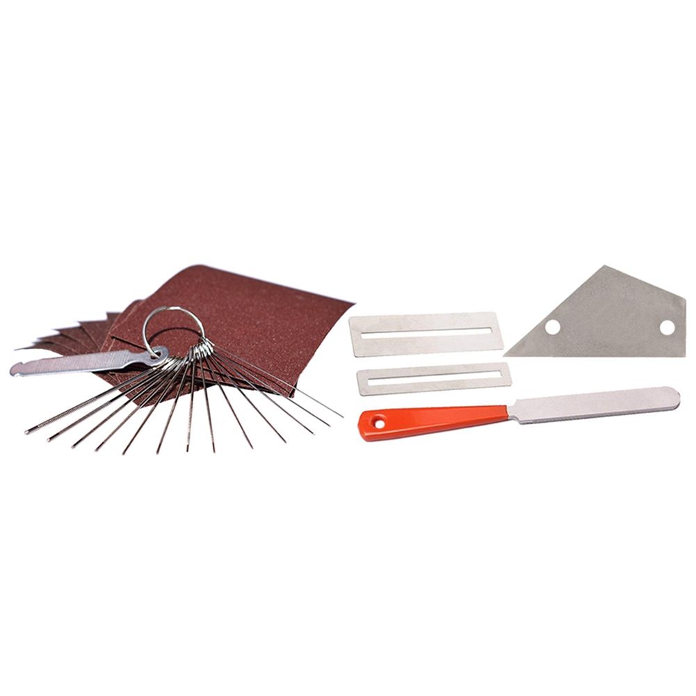 1 set Guitar Bridge Saddle Nut Files Set, Silver & 1 set Stainless Steel Guitar Fret File+Fret Rocker Level+Fingerd Protector Guitar Luthier Tool