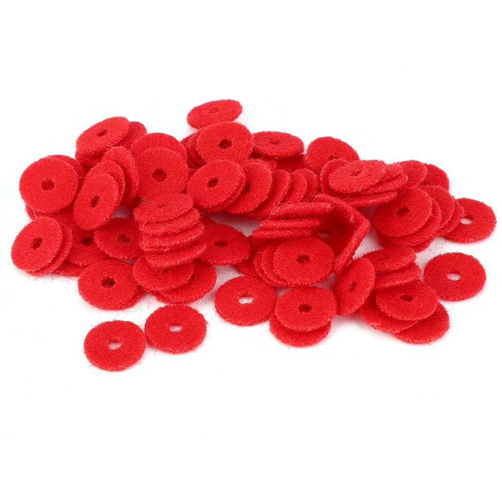Piano Tuning Tool 90Pcs Ring Gaskets Soft Wool Small Red Accessories 1mm Thickness