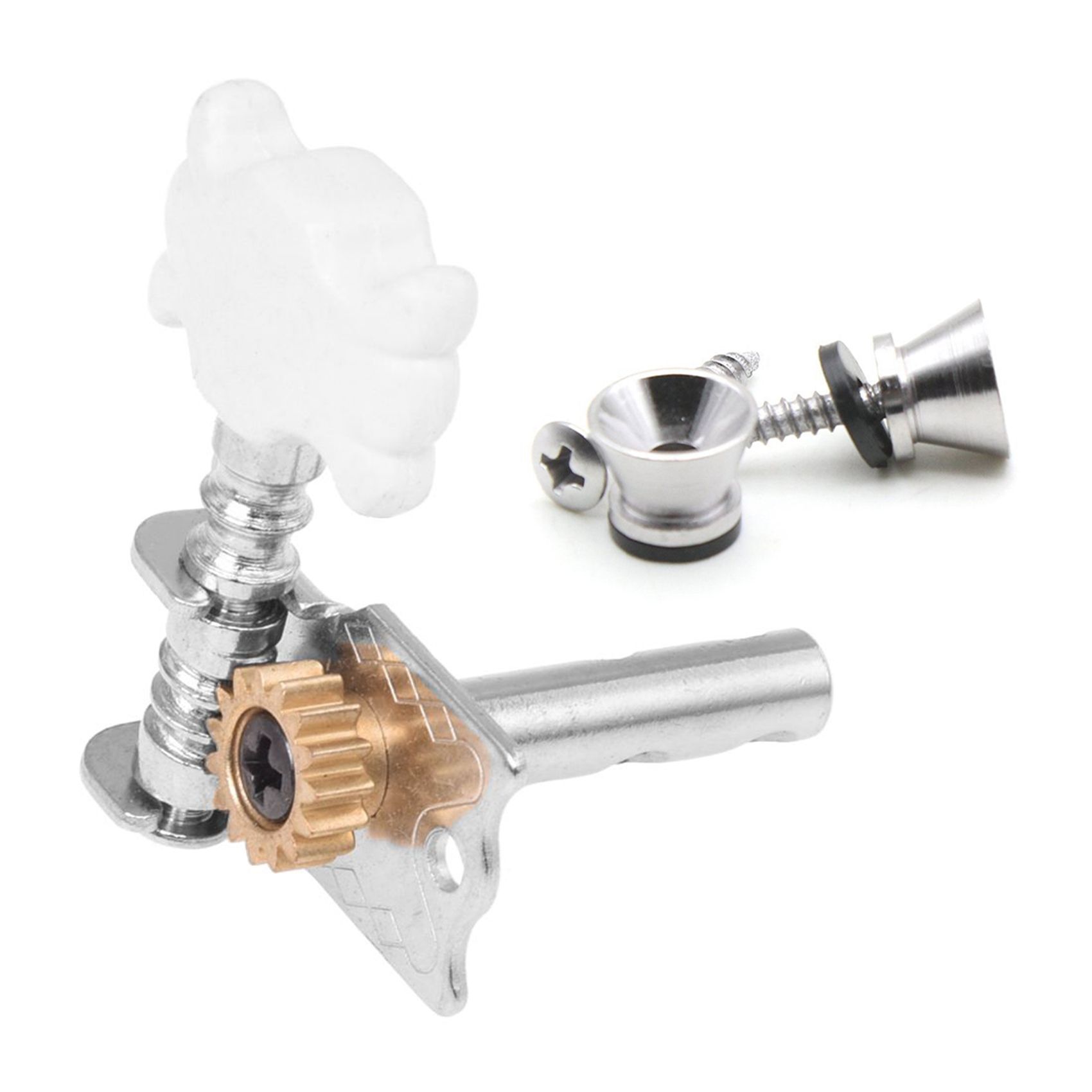 1x Key Mechanics Tuning Peg for Guitar Acoustic Electric & 2Pcs Guitar Strap Lock Pins Peg Metal