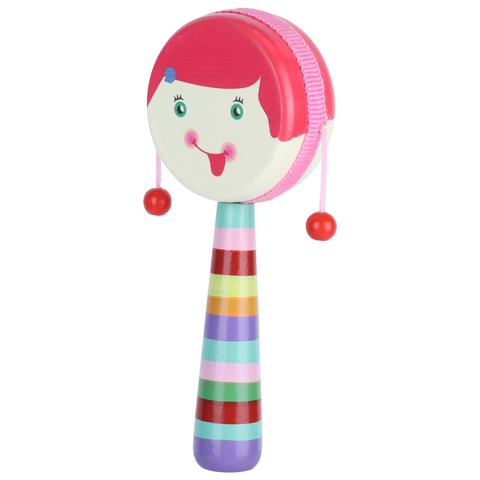 Colourful Cartoon Girl Rattle Toy Drum Hand Instrument Baby Toddler Kid