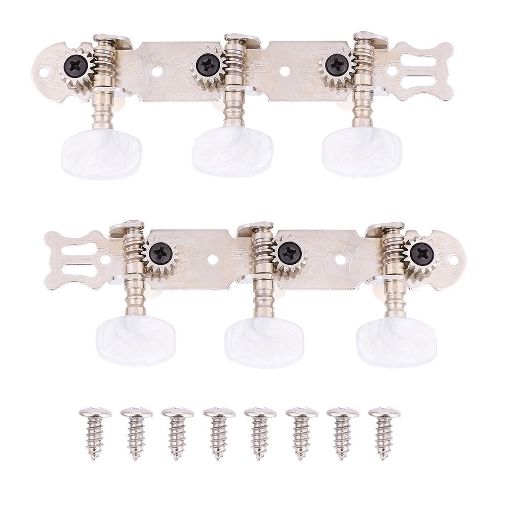 3+3 Acrylic Classical Guitar String Tuning Peg Tuners Machine Heads Silver