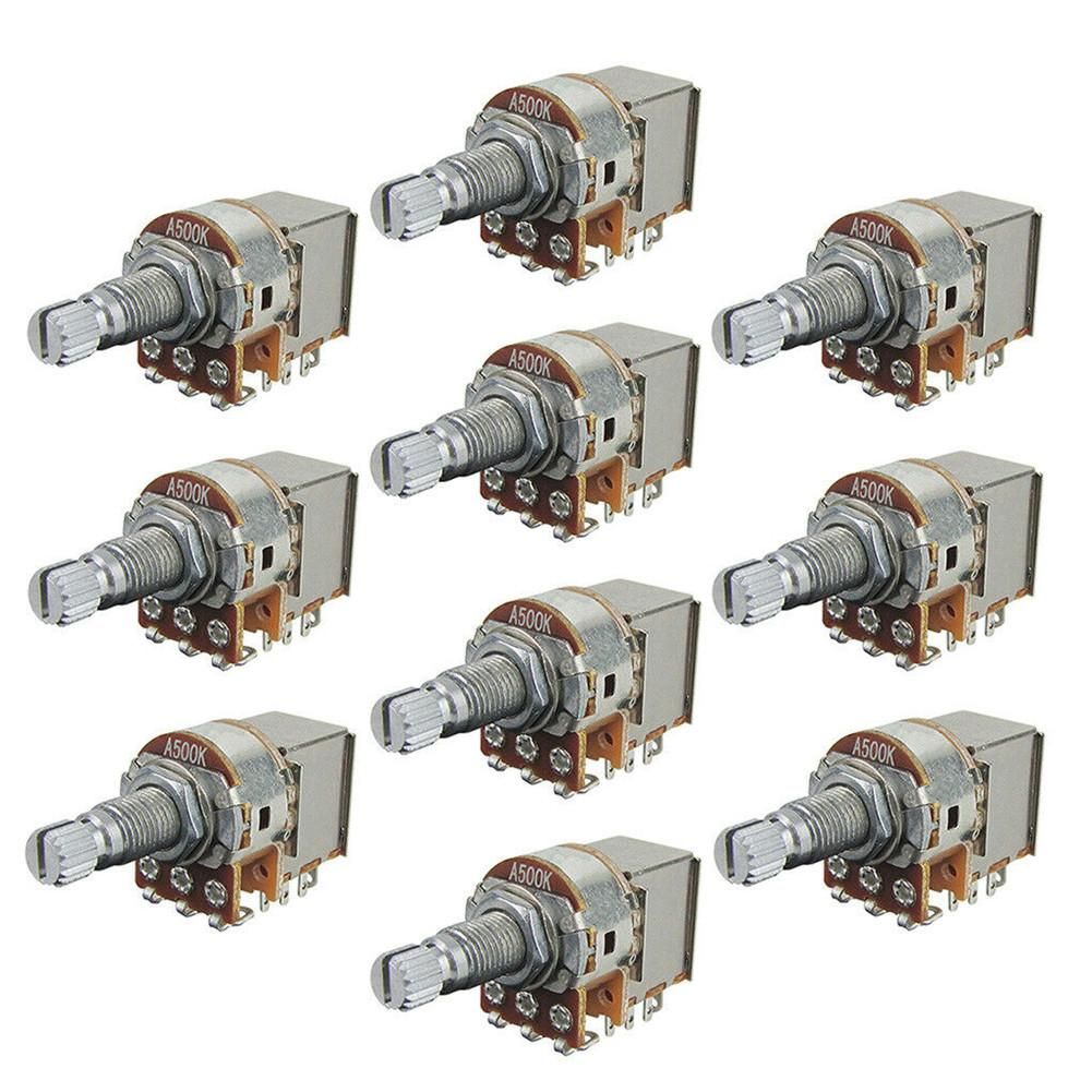 10 Pcs A500K Guitar Bass Pots Push Pull Pots Tone Switch Pots Long Shaft  Models:A500K Quantity:10