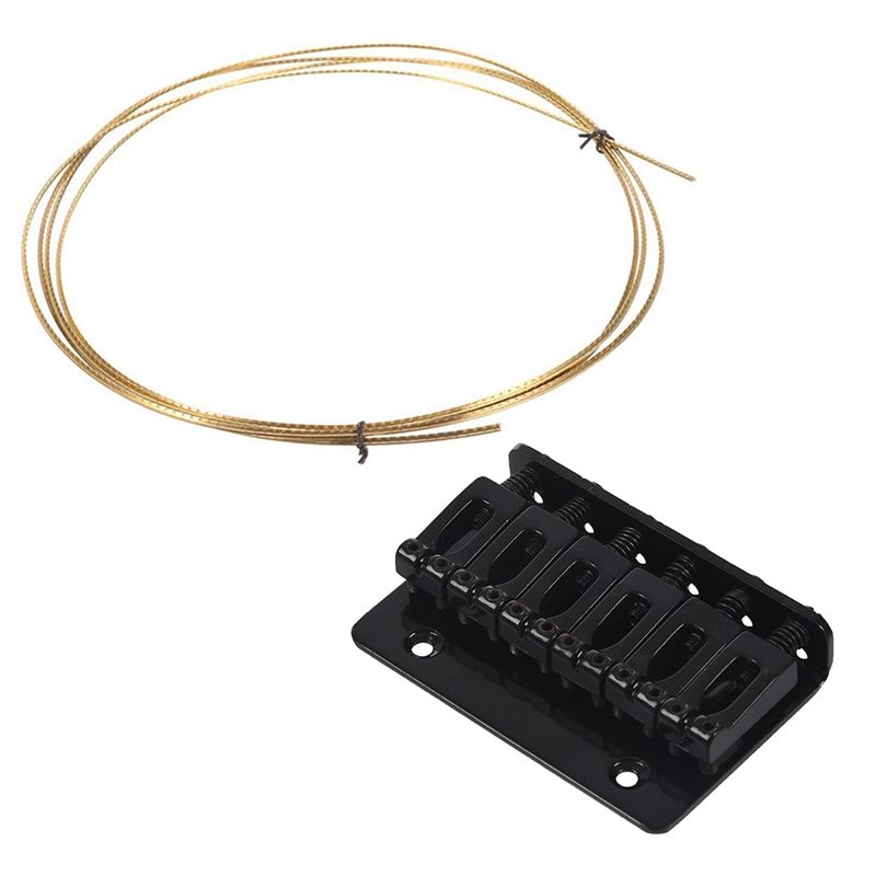 1 Pcs 8FT Acoustic Guitar 2.2mm Guitar Brass Fret Wire & 1 Pcs Black 6 String Fixed Hard Tail Guitar Bridge